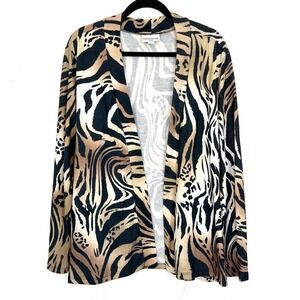 Breckenridge Cardigan Sweater Animal Print Black Brown Plus‎ Size 2X